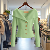 Kamilla - Schick Schließen Sie Strickjacke – Hellgrün