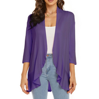 SEVDA - LEICHTER CARDIGAN MIT DREIVIERTELÄRMELN – Dunkellila