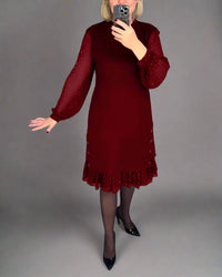 Swenthilda | Elegantes Herbstkleid mit Figur-Schmeichelndem Schnitt – Rot