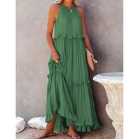Damen Ausgestelltes ärmelloses Kleid | Maxi – Grün