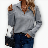 Camila | Pullover mit Halbreißverschluss – Grau