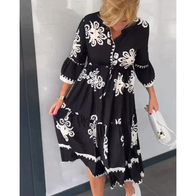 Lore - Bohemian Blumenknielanges Kleid