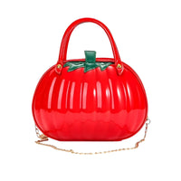 Melanie – Kürbisförmige Handtasche mit verstellbarem Riemen – Rot