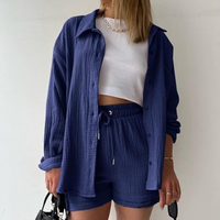 AGATHE - WEITES SHIRT UND SHORTS SET – Marine