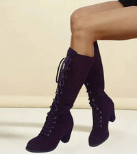 Asmita – Schnürstiefel Aus Wildleder Mit Hohem Absatz – Violett