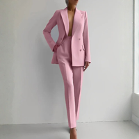 Elke | Damen Blazer Hosen Set Zweiteiler Elegant Business Koordiniert – Rosa