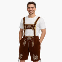 Bestickte kurze Lederhose für Herren - Oktoberfest 2025 – Kaffee