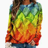 Gemusterter Strickpullover für Damen – Grün
