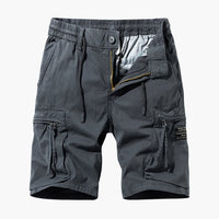 Herren Sommer Cargoshorts mit Reißverschlusstaschen und Kordelzug – Grau