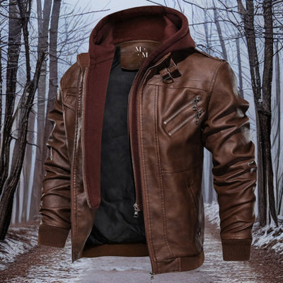 Rambo | Premium Lederjacke mit Kapuze für Herren – Stil und Wärme vereint
