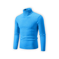 Klassischer Rollkragenpullover für Herren mit Rippstruktur – Hellblau