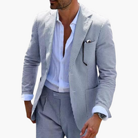 Herren Sommeranzug zweiteilig mit Nadelstreifen und Slim Fit – Grau