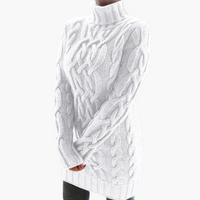 Lena | Stilvoller warmer langer Rollkragenpullover – Weiß