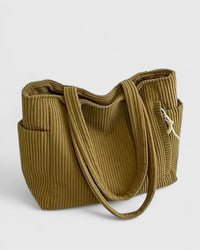 Esme | Luxuriöse gerippte Tote Bag mit Kordel-Detail – Senfgelb