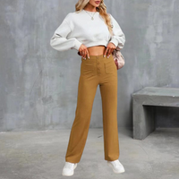 UNNA - ELASTISCHE FREIZEITHOSE MIT HOHEM BUND – Khaki