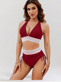 Lidia – Bikini-Set mit Bauchkontrolle und hoher Taille – Rot