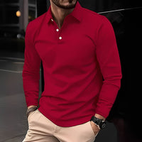 Deacon - Bequemes Langarm-Poloshirt – Rot