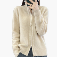 Luisa | Strickjacke mit Reißverschluss – Beige