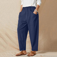 Sommerhose für Damen – Leichte luftige Hose mit Gummibund – Blau