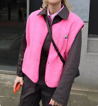 Heidi-Mode | Gewebter Offener Strick-Cardigan für Damen – Rosa