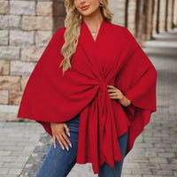 Sylora™ - Eleganter Warmer Poncho – Rot