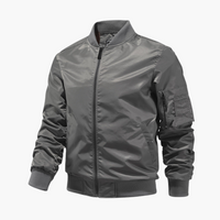 Herren Bomberjacke mit Reißverschluss und Ärmeltasche – Grau