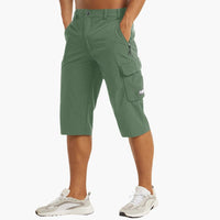 Herren Bermuda Cargo Shorts mit Taschen für Sommer Outdoor – Grün