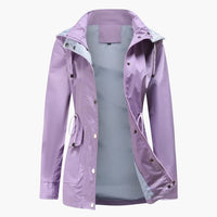 Langer Trenchcoat mit Kapuze für Damen – Lila