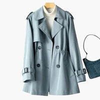 Doppelreihiger Trenchcoat für Damen – Blau