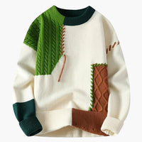 Sander™ | Patchwork-Pullover – Braun/Weiß