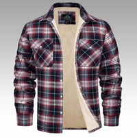 Truffel™ - Kariertes Truckerjacke mit Fleecefutter – Rot
