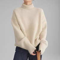 Anaise - Damen-Rollkragenpullover mit elegantem Stil – Beige