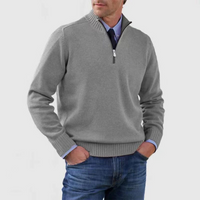Pullover Herren Half Zip Modern | Warm Komfort Freizeit – Grau