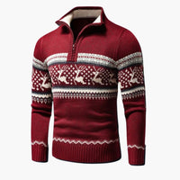 Arne | Herren Pullover mit Viertelreißverschluss – Rot