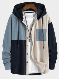 Elonzo – Colorblock Kapuzenpullover Aus Cord – Marine