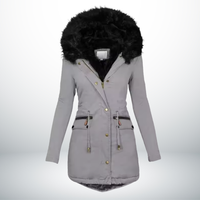Zynro™ - Entspannte Mittellange Winterjacke mit Kapuze und Weichem Kragen – Grau