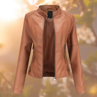 KIRSTEN - ELEGANTE UND EINZIGARTIGE LEDERJACKE – Hellbraun