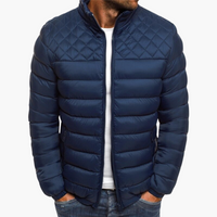 Herren Bomberjacke mit Reißverschluss und gestepptem Design – Marine