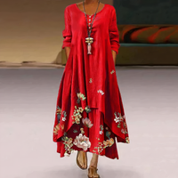 Kleid - Mica – Rubinrote Flora