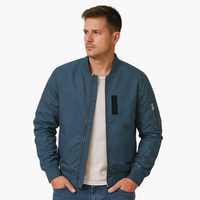 Herren Bomberjacke mit Leistentaschen und Ärmeltasche mit Reißverschluss – Marine