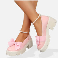 Heidi-Mode | Damen Plattform Loafers Schuhe – Rosa