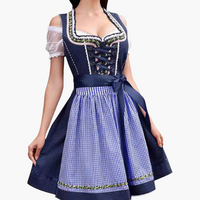 Oktoberfest Dirndl 2025 mit Spitzenbesatz und Karoschürze für Damen – Grün