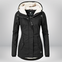 Winterjacke Damen mit Kapuze | Gefütterte Übergangsjacke – Schwarz