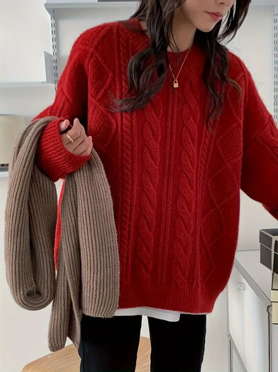 Gemue | Einfarbiger roter Pullover mit Rundhalsausschnitt – Stilvoll und gemütlich