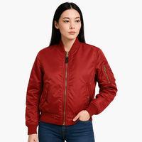 Damenjacke mit geripptem Kragen und Ärmeltasche – Rot