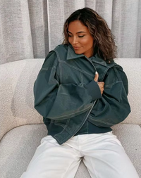 Eyveth | Lässige Lederjacke in Übergröße – Grün