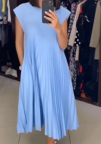 Simone | Leichte und elegante Plissierte Robe – Blau