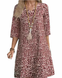 Alma Lose Bedrucktes Kleid – Rot