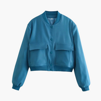 Damen Utility Bomberjacke mit großen Taschen – Blau