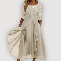 Paula | Elegant Chiffon Dress – Weiß